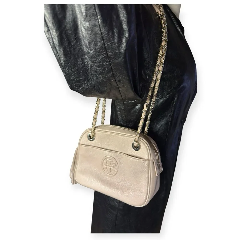 Tory Burch Tan Leather‎ Tassel Chain Shoulder Bag w/ Dust Bag Western Boho Chic
